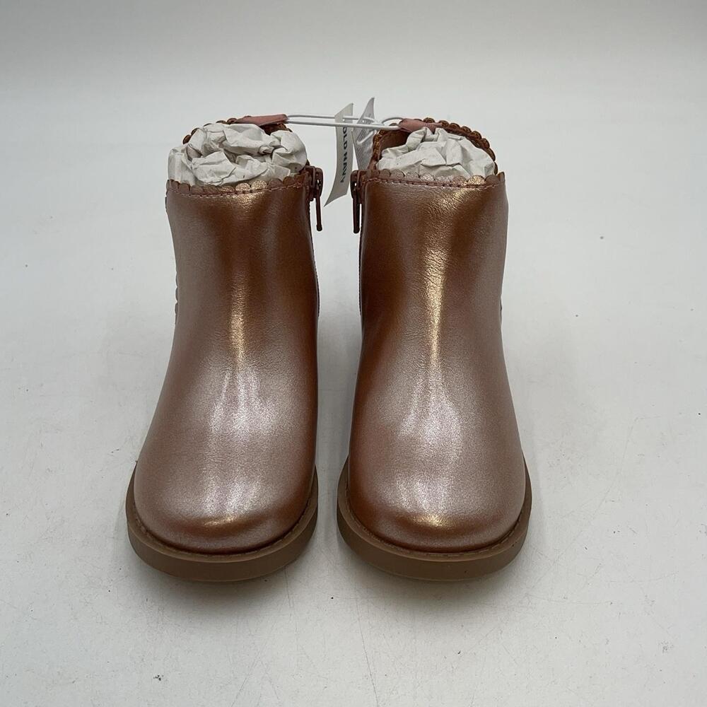 Old Navy Bootie Boots Kids Size 10 Metallic Gold Pull On Strap Ankle Round Toe